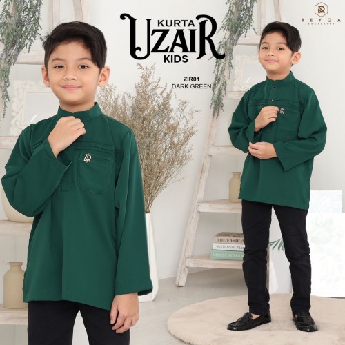 Uzair/01 Dark Green Kids